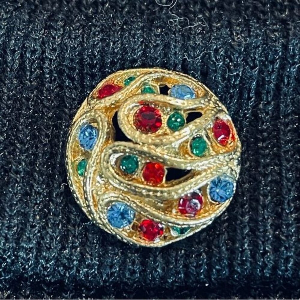 Nilani Gold Metallic Braided Trim Cardigan Sweater Black women’s small Vintage - Picture 8 of 9